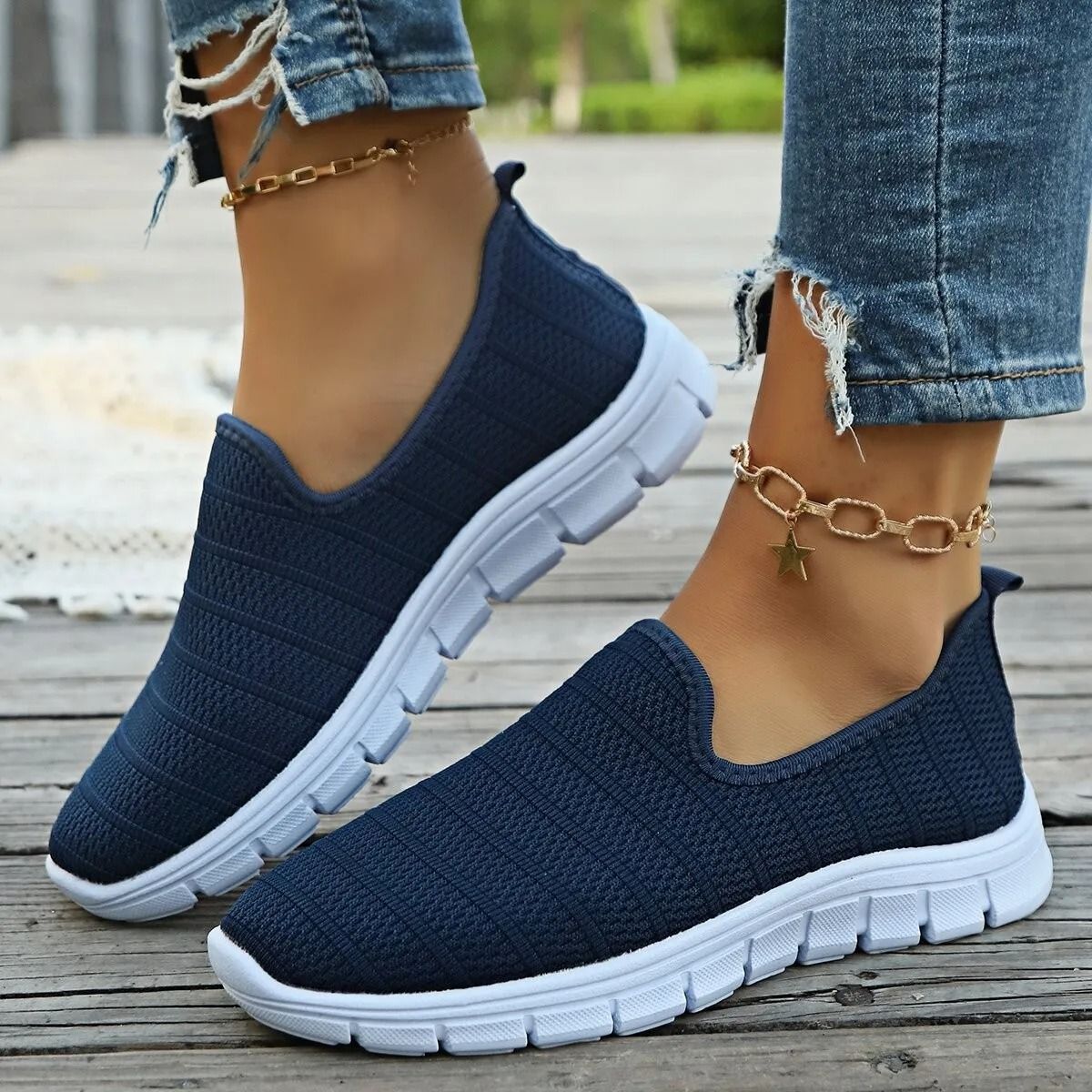 Womens Slip On Mesh Sneakers Summer Casual Lightweight Walking Loafers with Soft Sole and Breathable Design