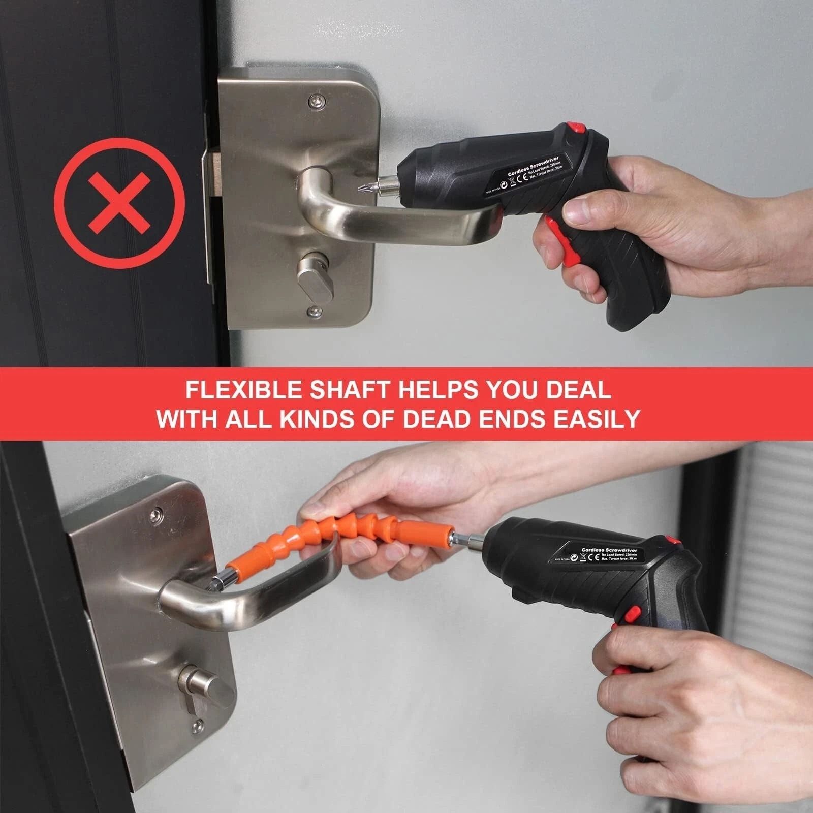 Cordless Electric Screwdriver Set, USB Charging, Screw Gun with LED Light