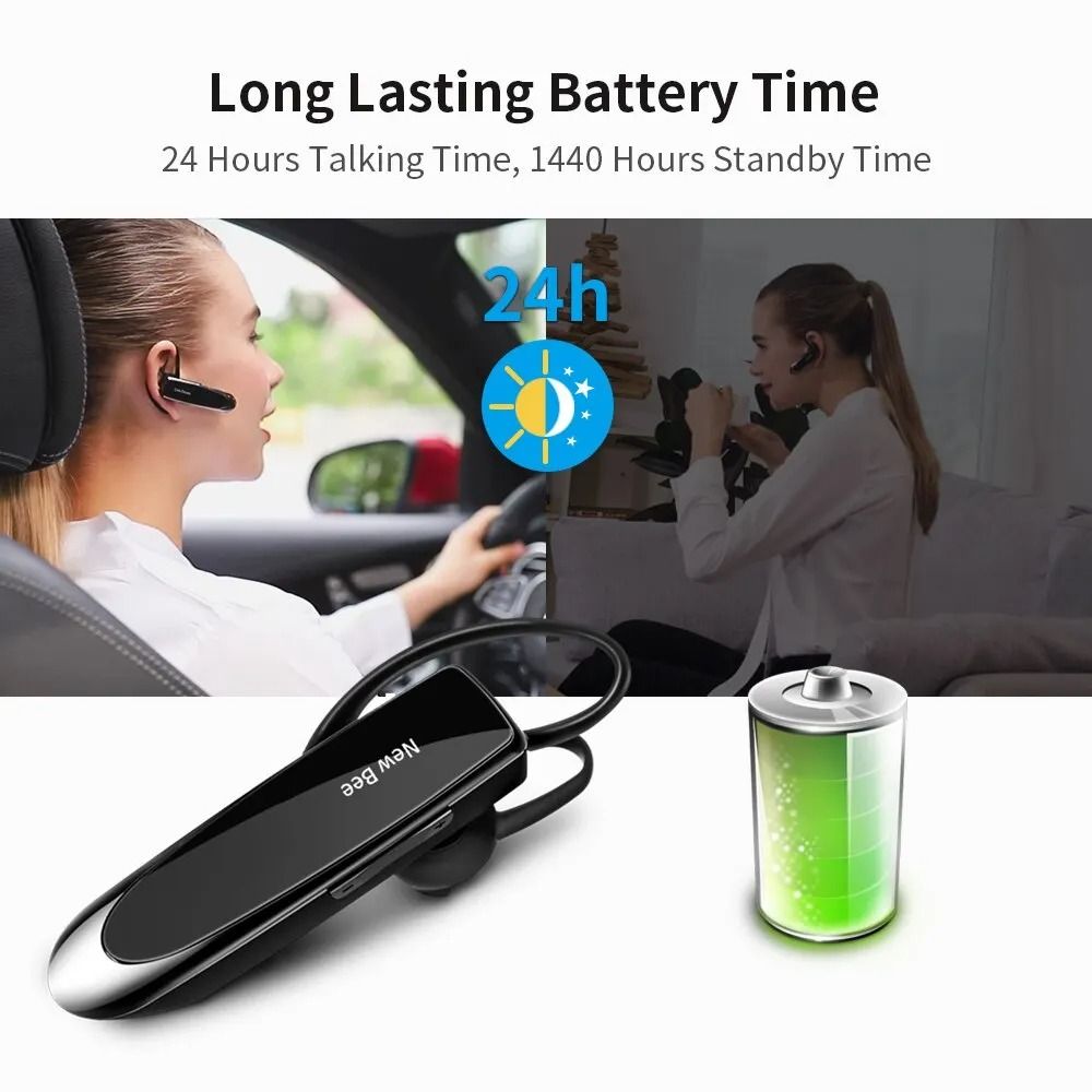 Wireless Bluetooth Earphone with Long Battery Life and Noise Cancelling Mic