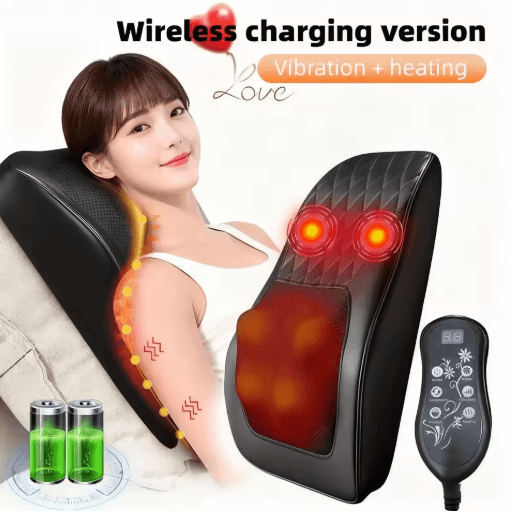 Electric Shiatsu Neck Back Massager Pillow Cervical Traction with Heat Vibration