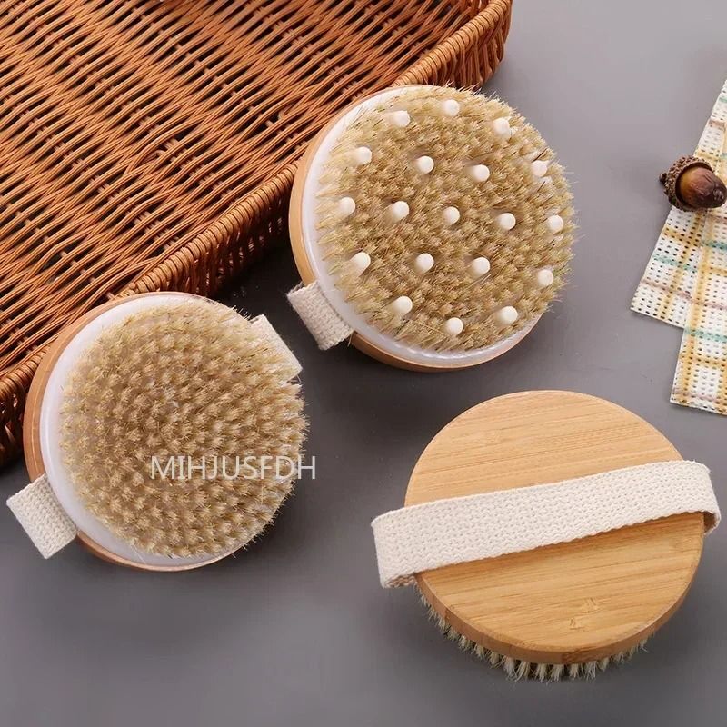 2 In 1 Natural Bristle Dry Skin Body Massage Brush
