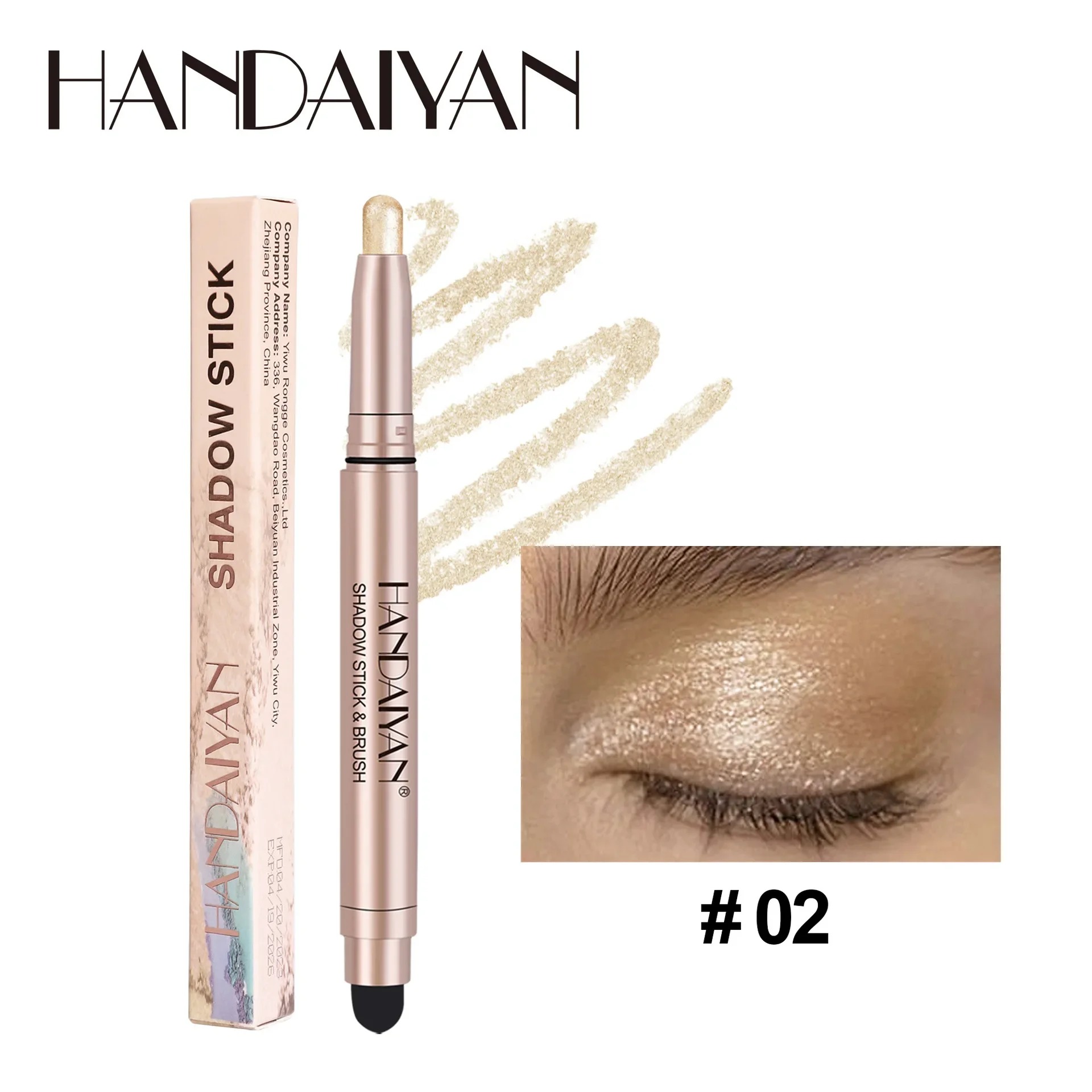 Waterproof Smoky Dark Black Eyeshadow Pencil Stick Matte Metallic Pearlescent Glitter Makeup Tool Highlighter Pen