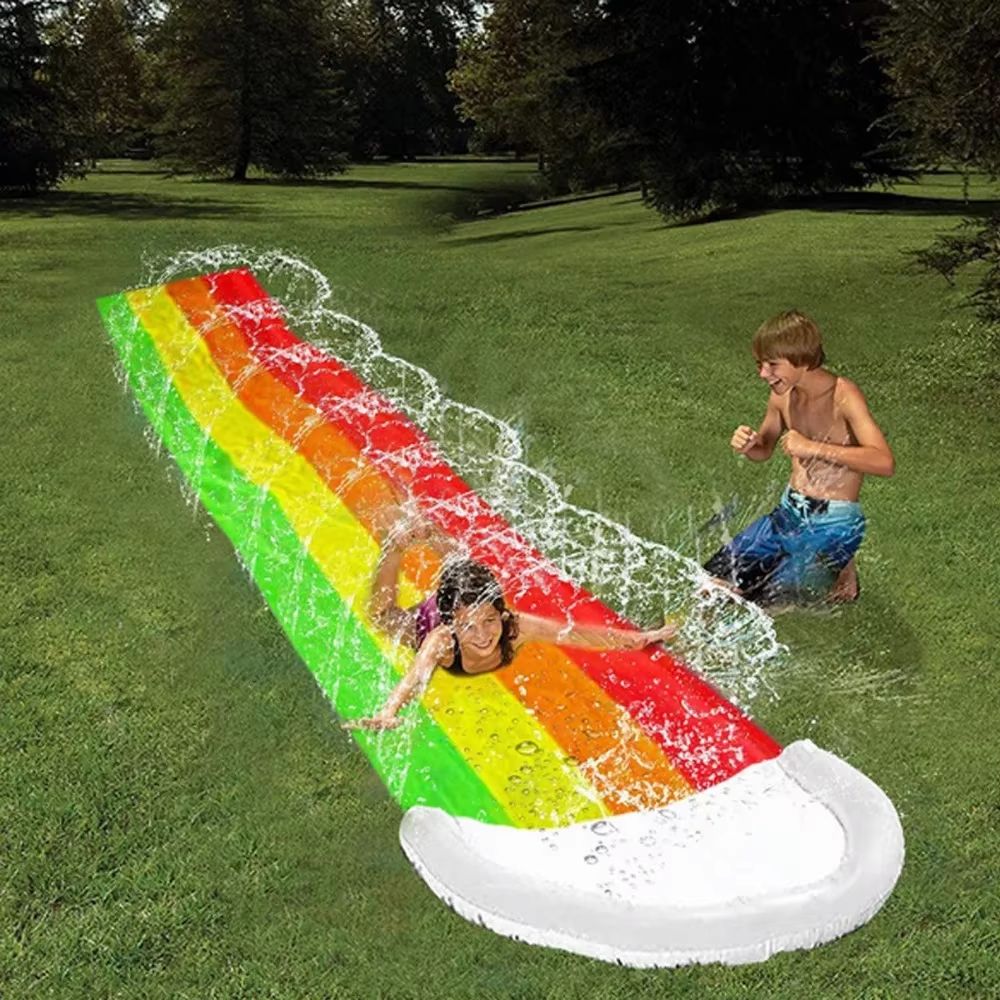 15.7 ft x 2.5 ft Inflatable Backyard Water Slide Mat With Sprinkler Splash Track