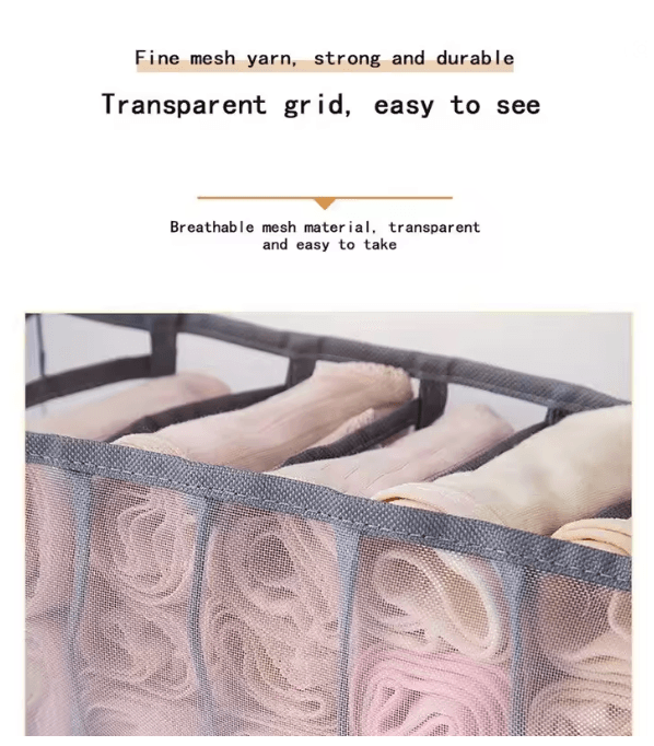 Ultimate 11-Compartment Foldable Underwear Organizer Box with Breathable Mesh