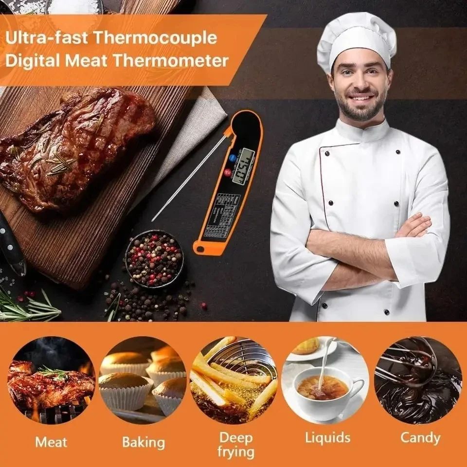 PrecisionPro Instant Read Meat Thermometer with Backlit Display & Waterproof Design