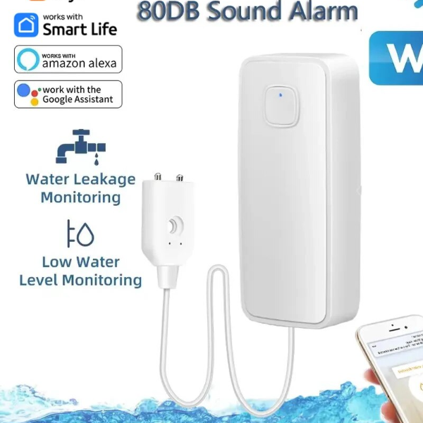Smart Water Leak Detector with Sound Alarm & Remote Monitoring for Home Protection