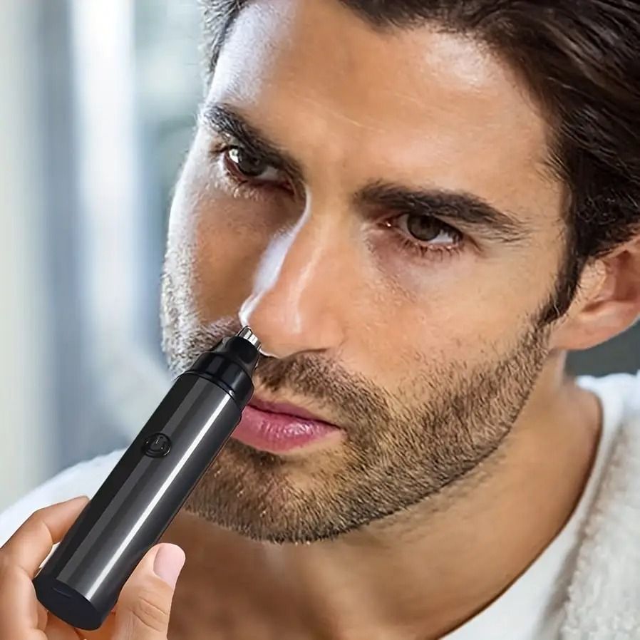 Compact Rechargeable Nose Hair Trimmer and Facial Hair Remover
