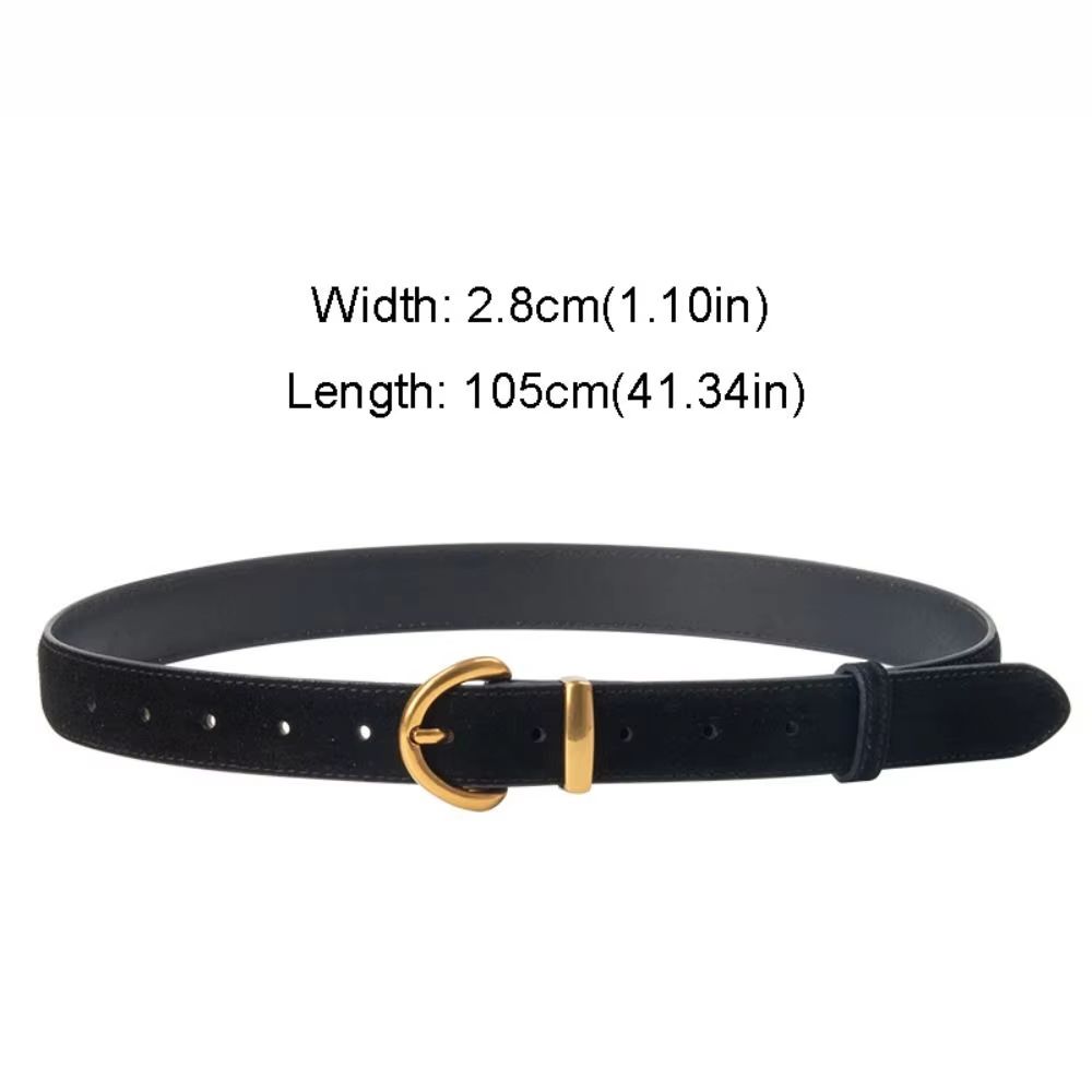 Genuine Leather Suede Women's Belt with Alloy Pin Buckle Retro Luxury Design