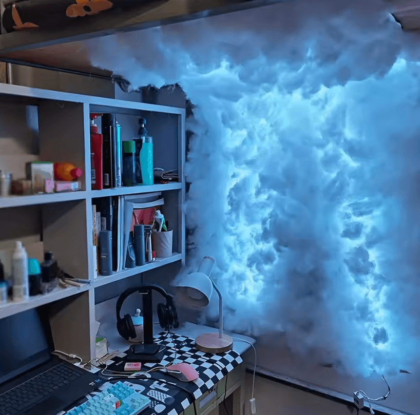 32ft LED Cloud Light with 3D Lightning Effect, Bluetooth Voice Control, USB Dimmable Mood Decorative Night Light