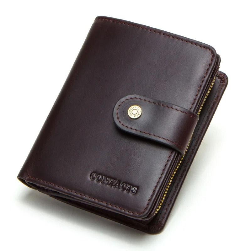 Genuine Leather RFID Blocking Wallet with Coin Pocket