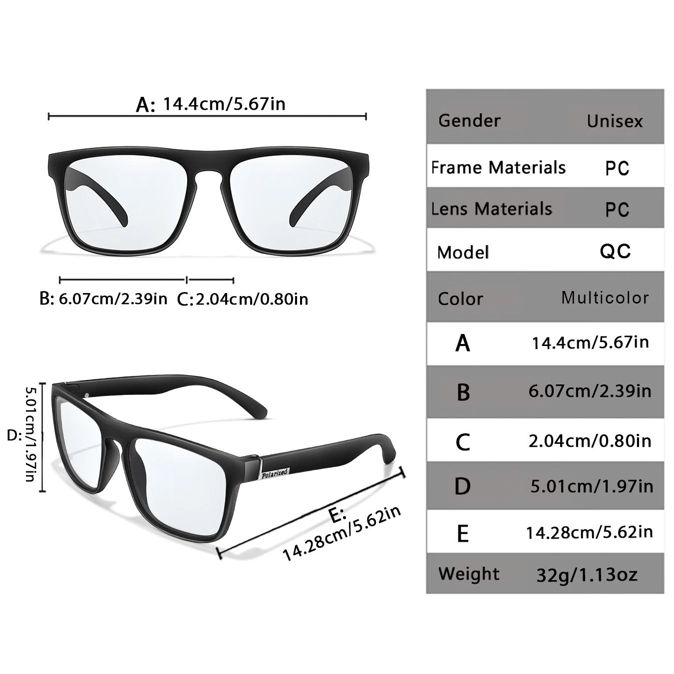 Classic Square Photochromic Sunglasses for Men and Women Outdoor Goggles for Travel and Daily Style