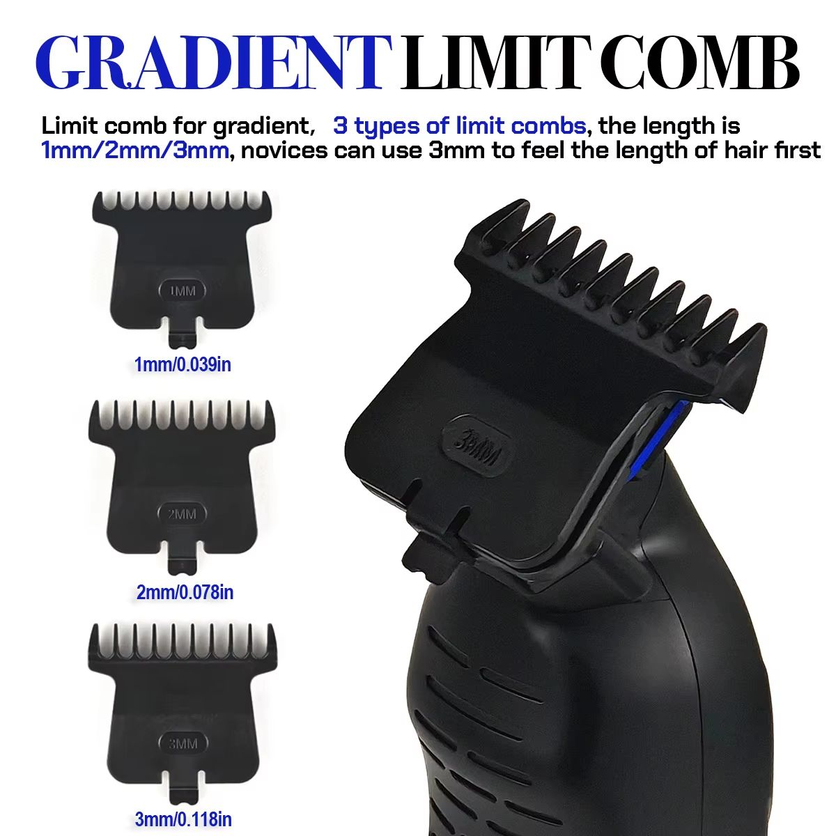 BRDCLIP BRD9615 Professional Mens Hair Trimmer 9000RPM High Speed Electric Clipper with DLC Blue Blade