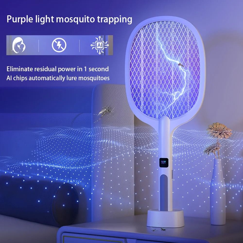 Electric Fly Swatter Insect Killer with Automatic Mode and Charging Base