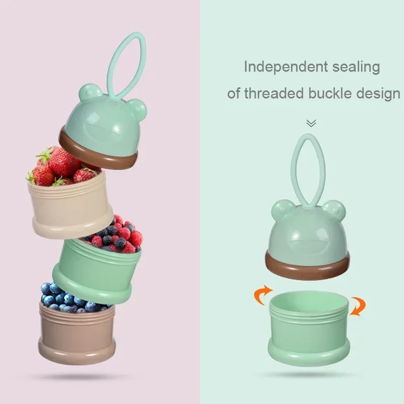 Portable Milk Powder Box for Toddlers, Convenient 3-Tier Travel Snack Container