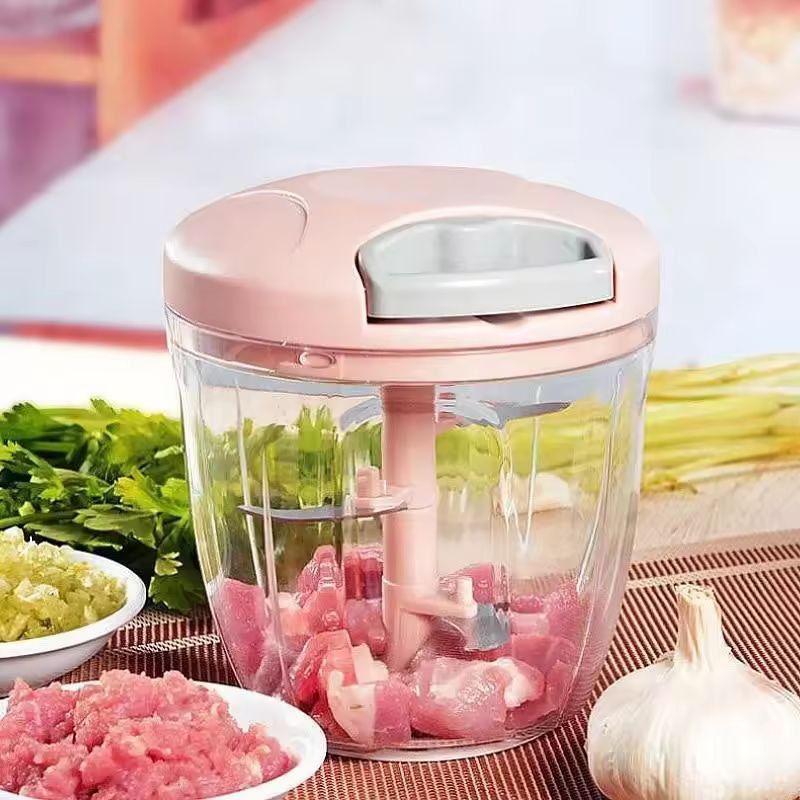 Compact Pull-Cord Kitchen Chopper - Multifunctional Garlic & Vegetable Grinder