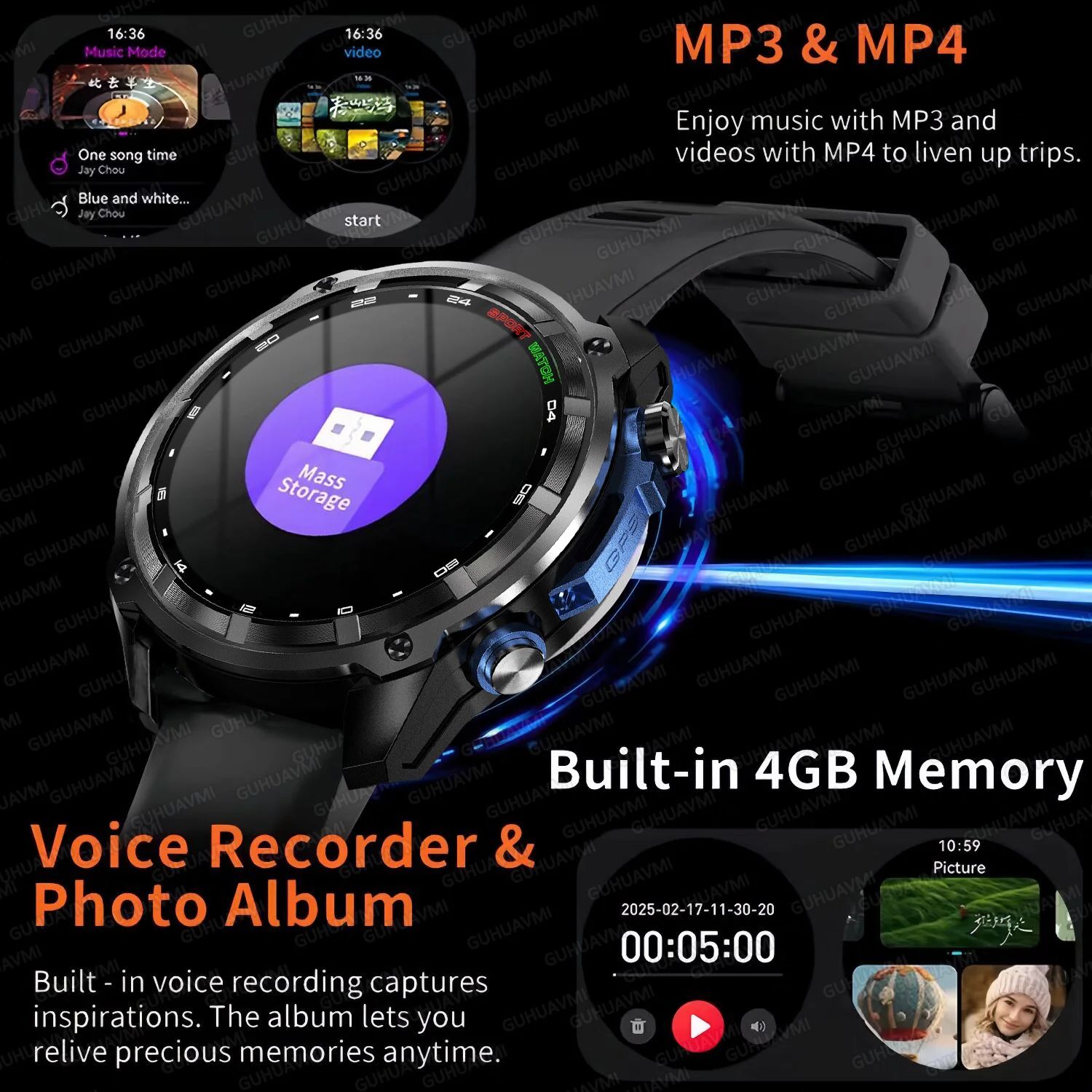 Military GPS Smart Watch with Offline Maps