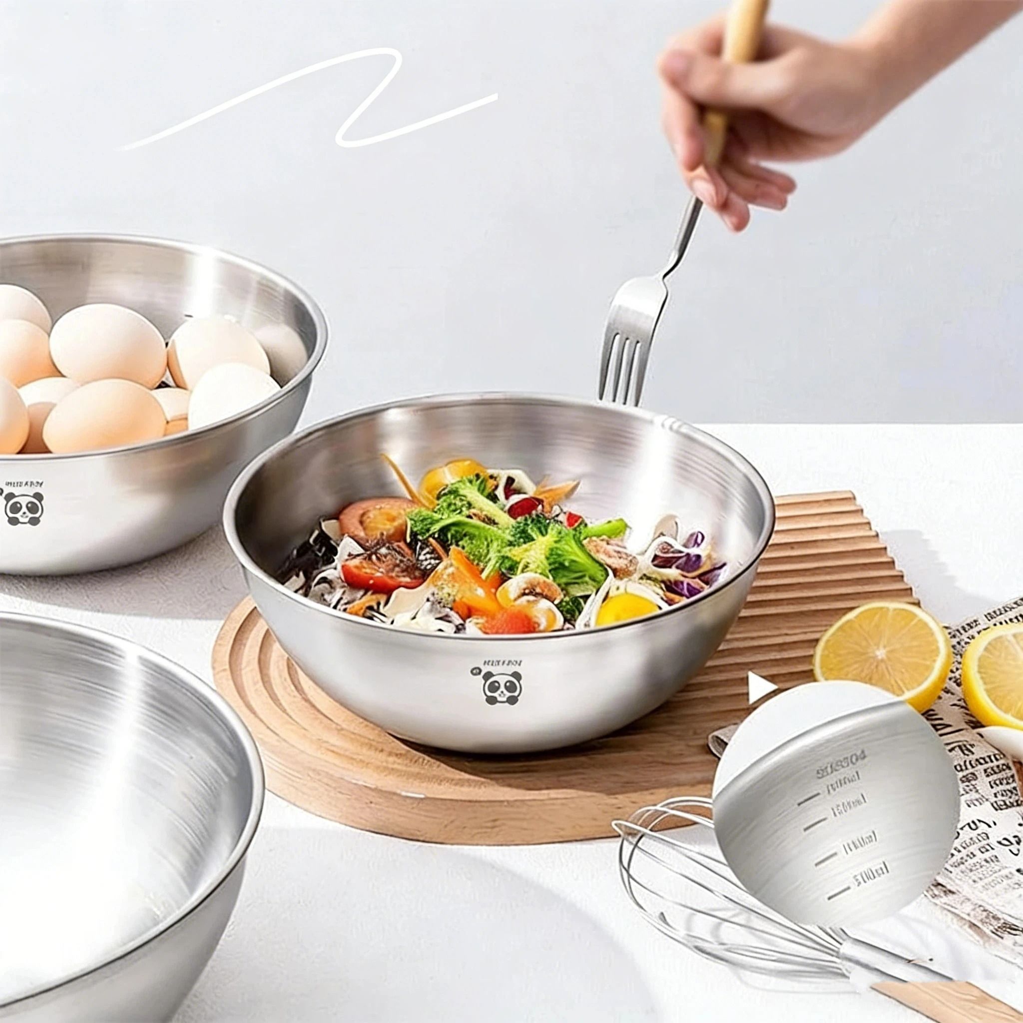 Stainless Steel Mixing Bowl with Scale Large Capacity Kneading Dough Bowl