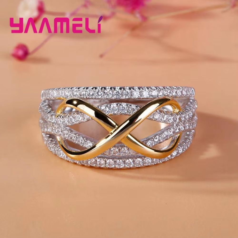 Infinity Bowknot '8' Eternity Ring – Sterling Silver Cubic Zirconia Promise Jewelry