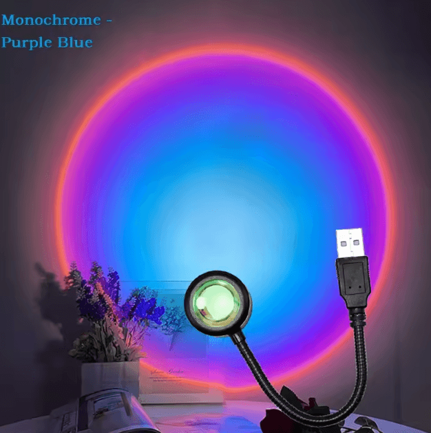 USB Sunset Projection Lamp LED Rainbow Light Rotating Photography & Room Atmosphere Light