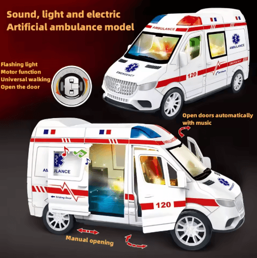 Childrens Ambulance Model Toy Car Light Music Simulation Emergency Vehicle