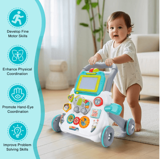 Baby Cartoon Musical Activity Walker Multifunction Learning Walker with Drawing Board