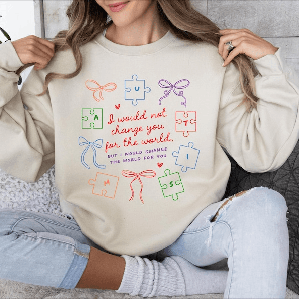 Autism Mom Sweatshirt Puzzle Piece Awareness Crewneck Gift