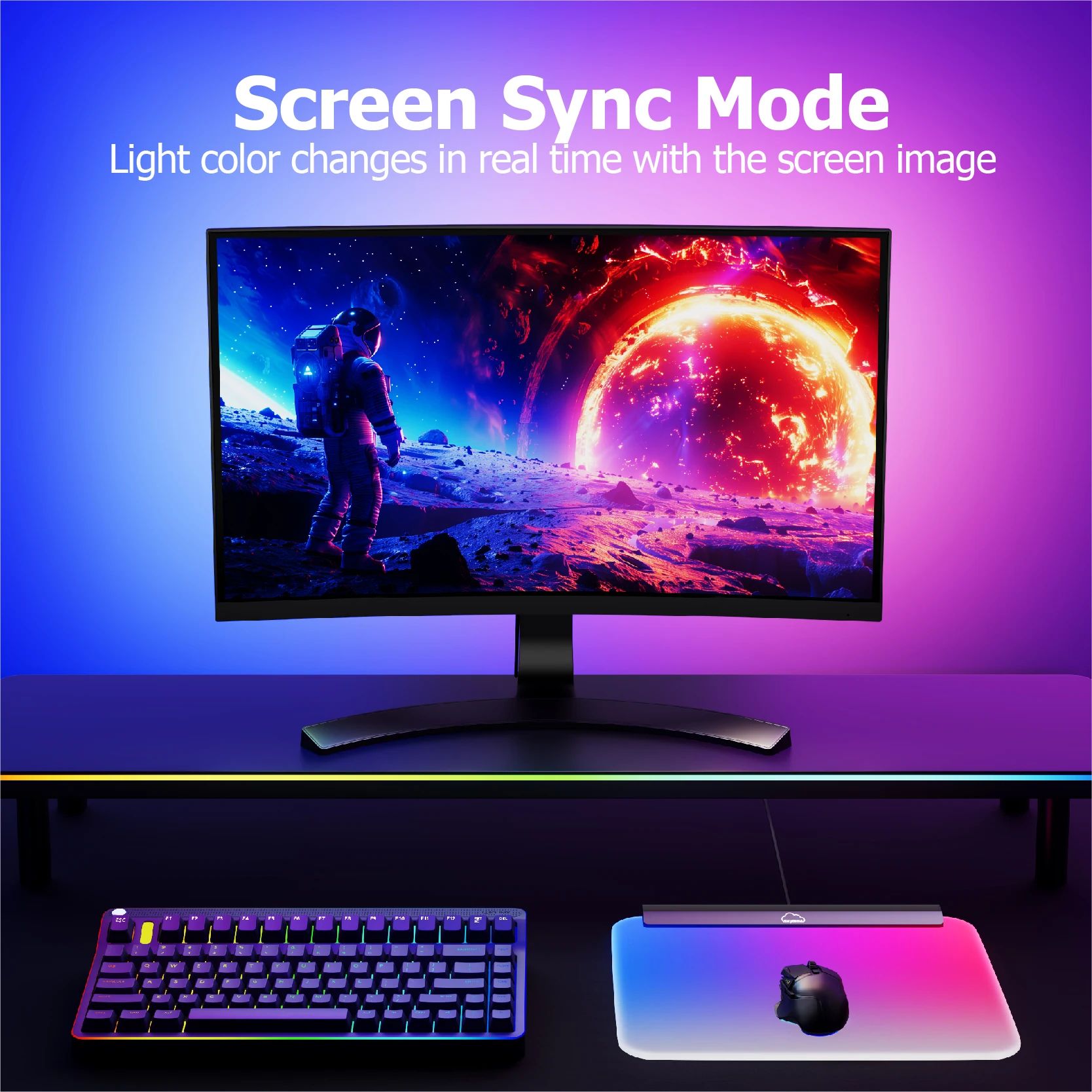Smart RGB Mouse Pad with Screen Sync Ambient Lighting