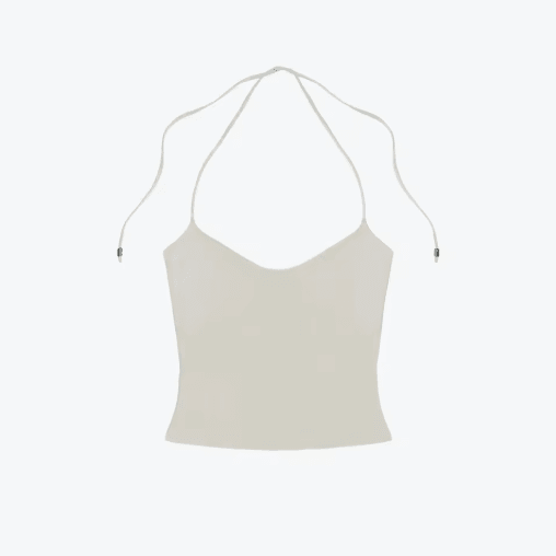 Open Back Halter Camisole with Metal Accents – Stretchy Sexy Summer Tank for Women