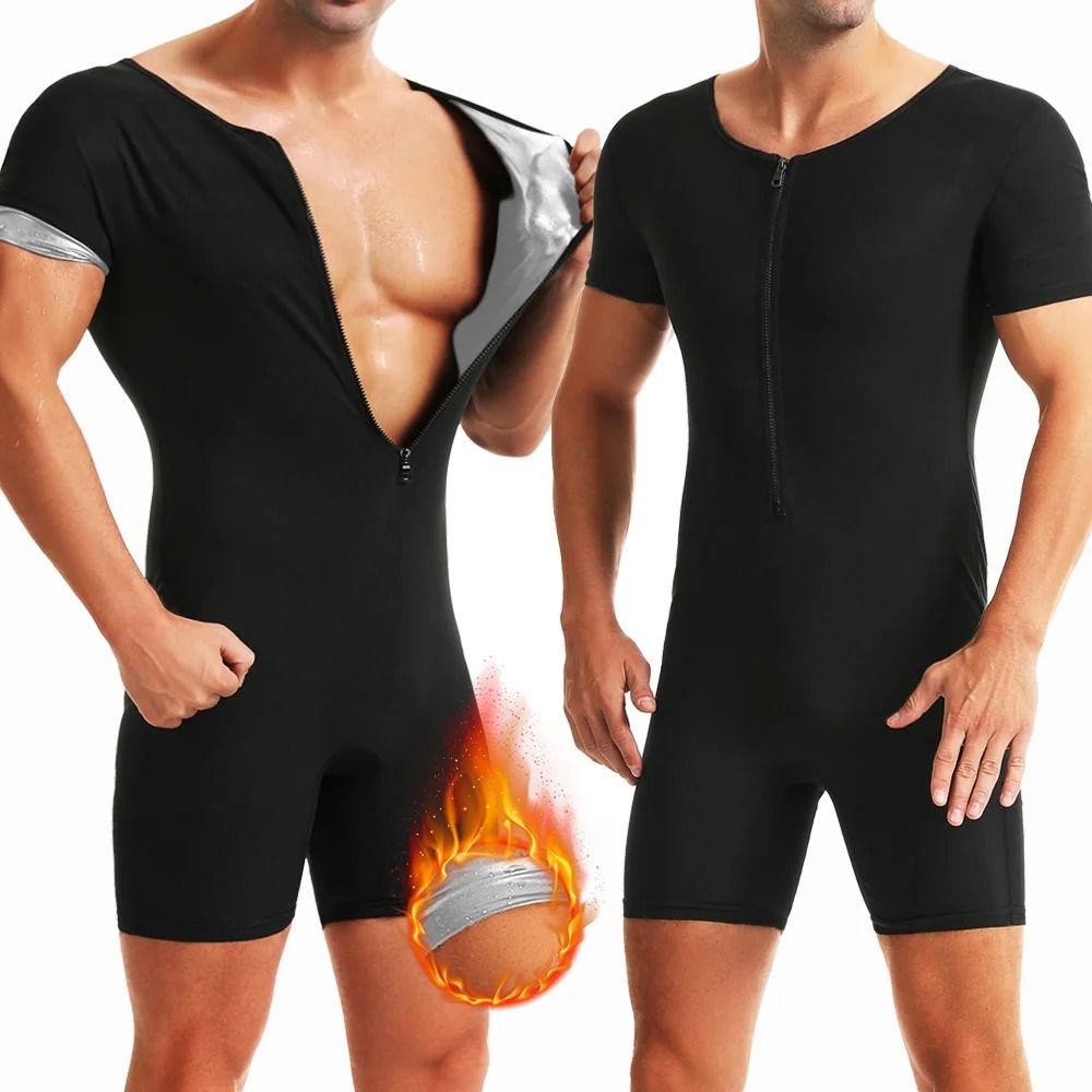 Men Sauna Suit Hot Sweating Jumpsuit Waist Trainer Weight Loss Bodysuit