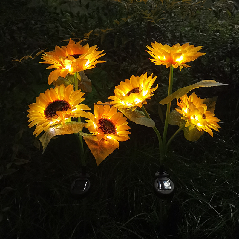 LED Solar Rose Flower Lights Outdoor Garden Decoration Waterproof Lawn Lamp Landscape Sunflowers Light