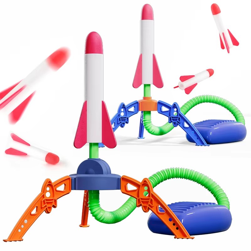 Kids Jump Launch Rocket Toy Outdoor Foam Dart Launcher Game for Active Backyard Play
