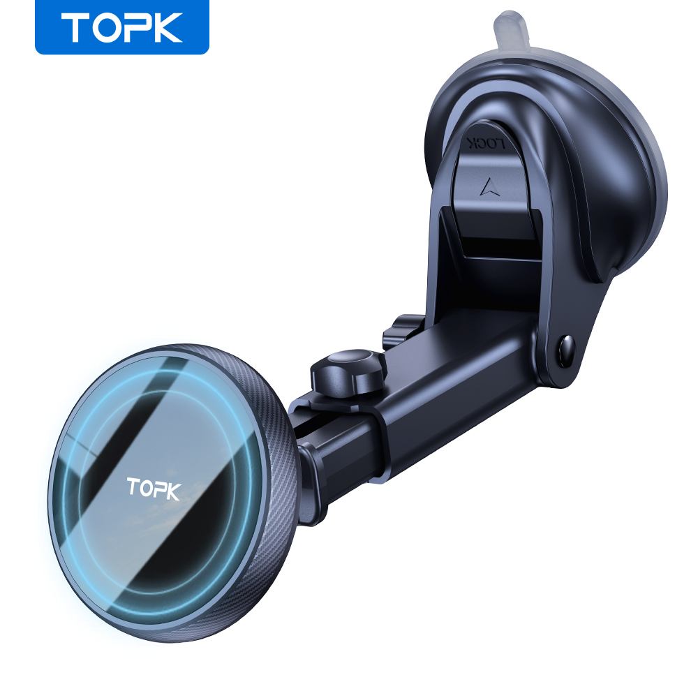 MagSafe Car Phone Mount, Magnetic Holder with Strong Suction, Adjustable Long Arm for Dashboard and Windshield Phones