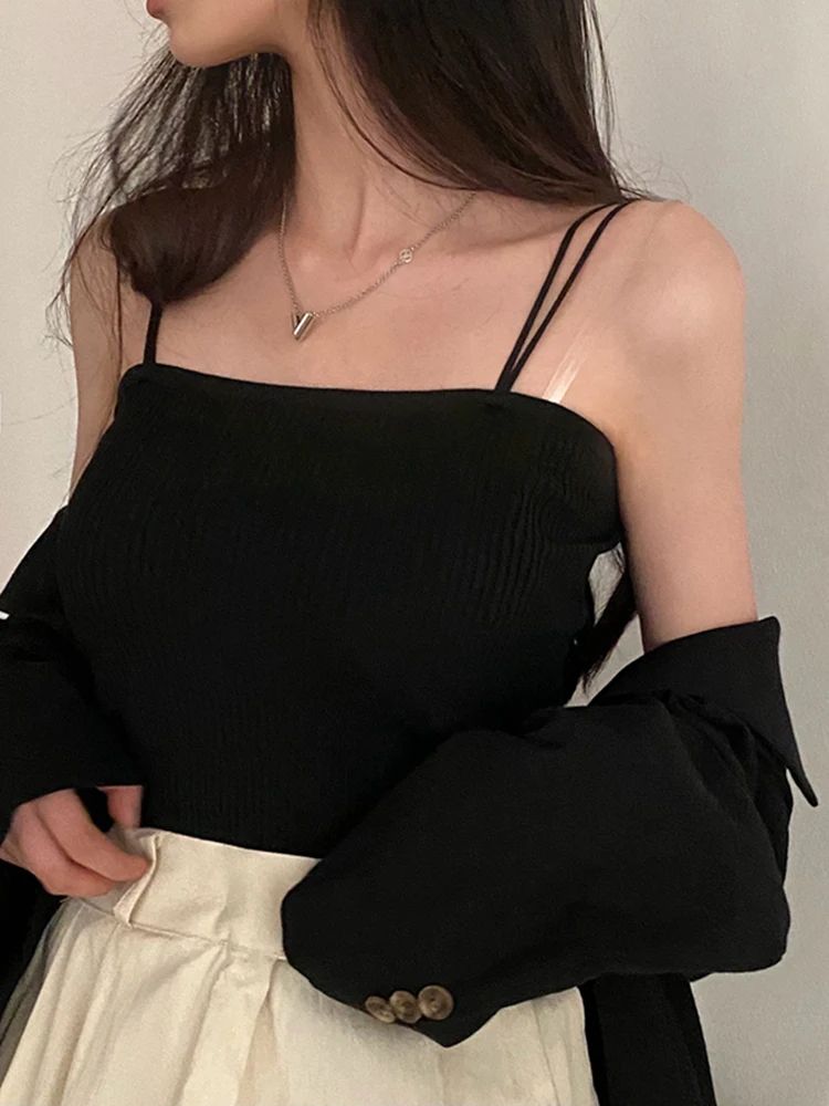 Women's Casual Halter Crop Top – Backless Slim Strap Summer Cami