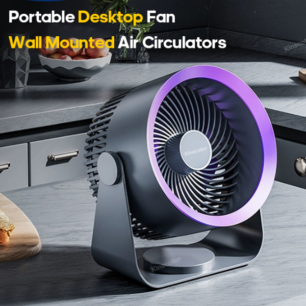 Wireless Multifunctional Electric Fan Circulator, Portable Air Cooler for Home, Desk, Wall, and Ceiling