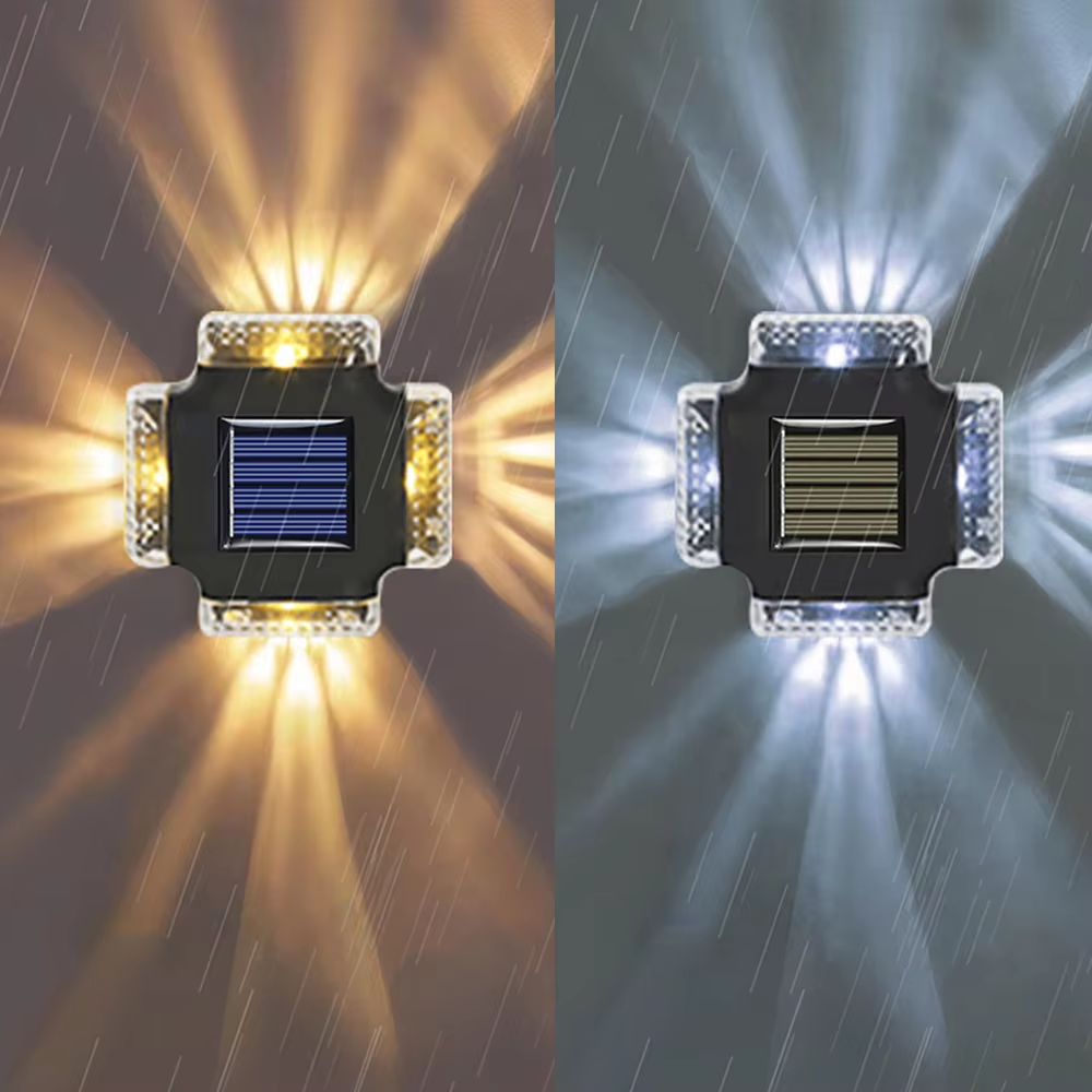 Waterproof LED Solar Wall Lamp Outdoor, Modern Up & Down Luminous Solar Light for Fence, Stairs, Garden & Yard