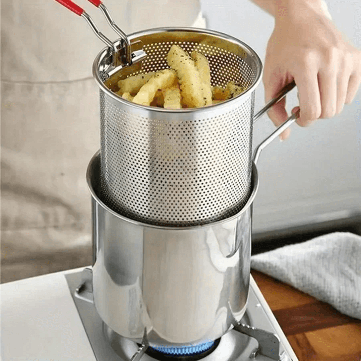 Stainless Steel Deep Fryer Pot with Filter Screen for French Fries and Chicken