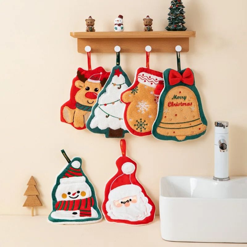 Festive Cartoon Kids Christmas Bath Towel