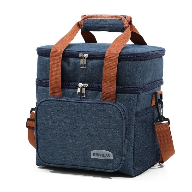 Double Layer Lunch Bag Large Capacity Insulated Cooler Tote