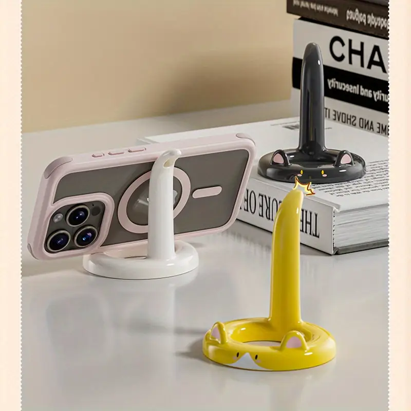 Cartoon Cat Phone Stand – Adjustable Angle, Cute Desktop Holder for Watching Videos & Calls, Compatible with Most