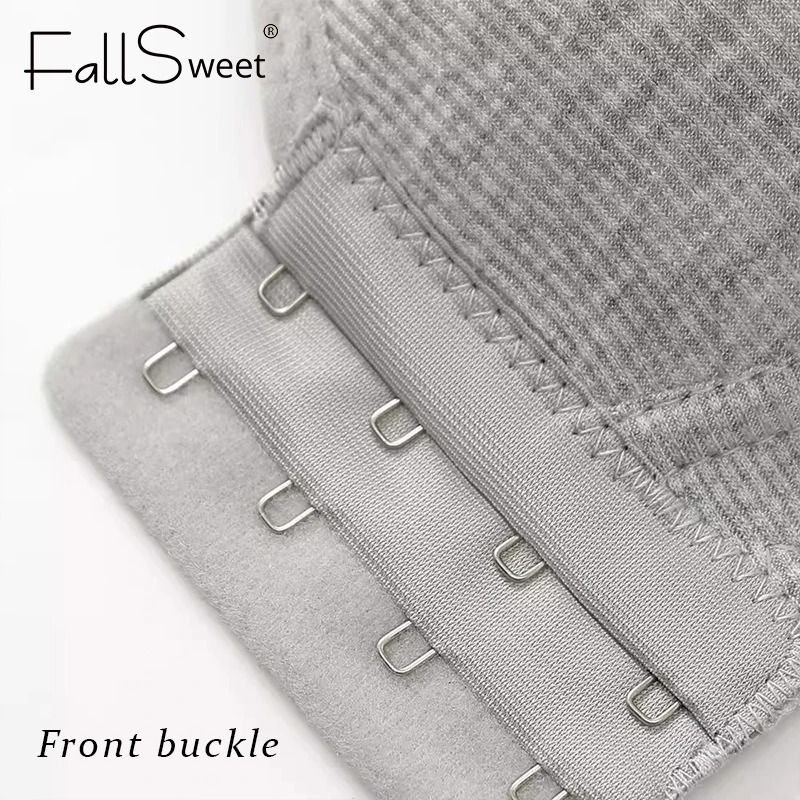 Fallsweet Seamless Front Closure Wire Free Push Up Bralette Full Coverage