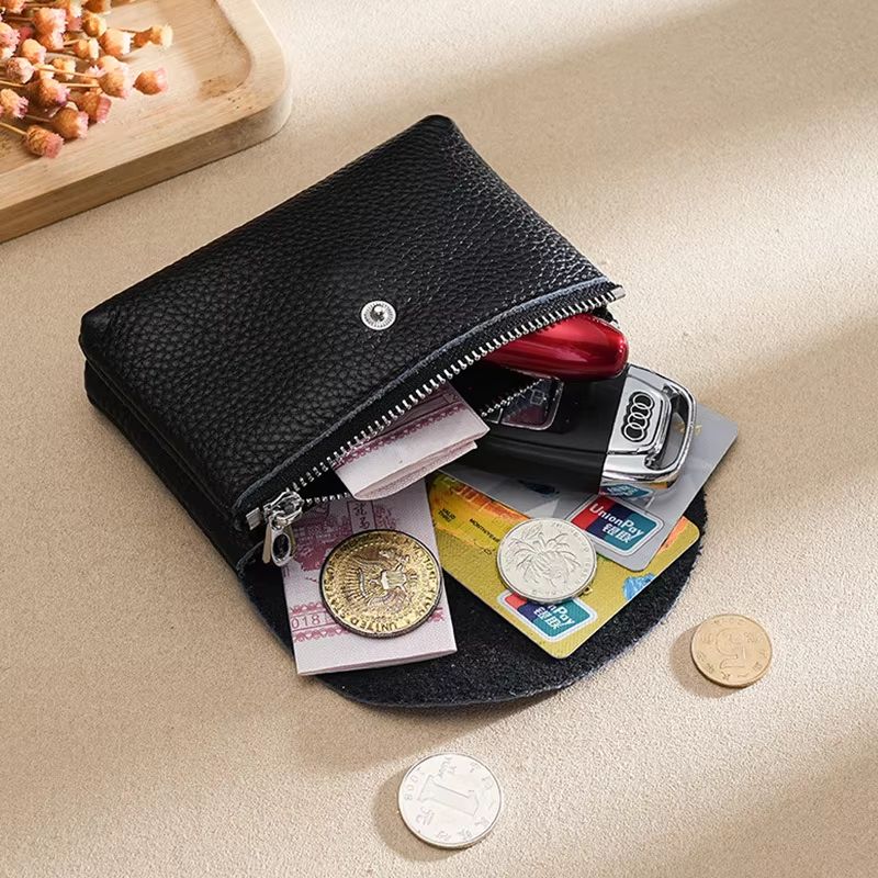 Custom Name PU Leather Coin Purse Card Holder Zipper Wallet with Engraved Initials