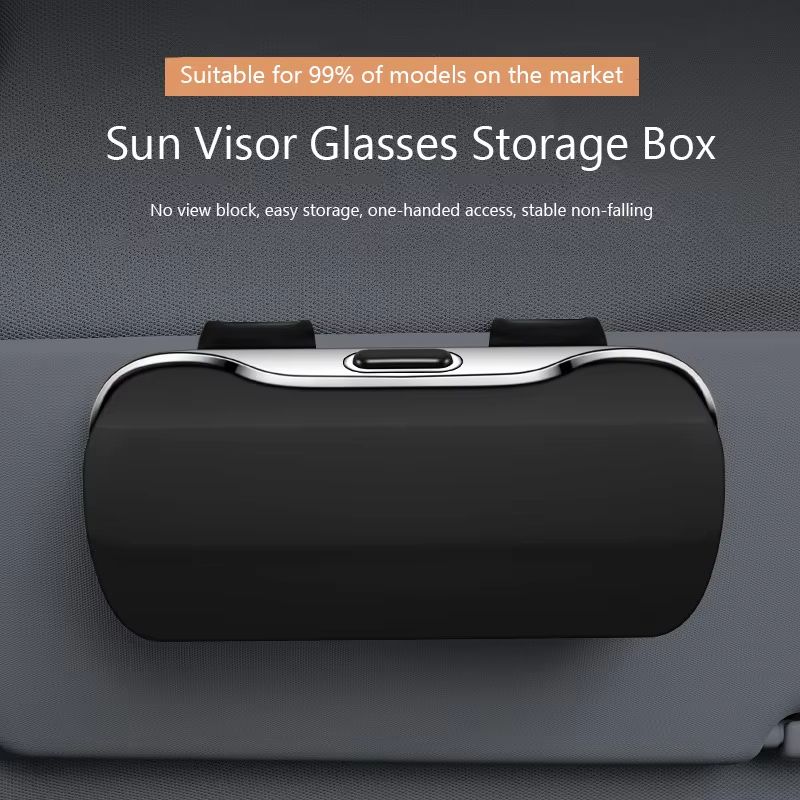 Press-Switch Car Glasses Holder Soft Fabric Sun Visor Eyewear Storage Case