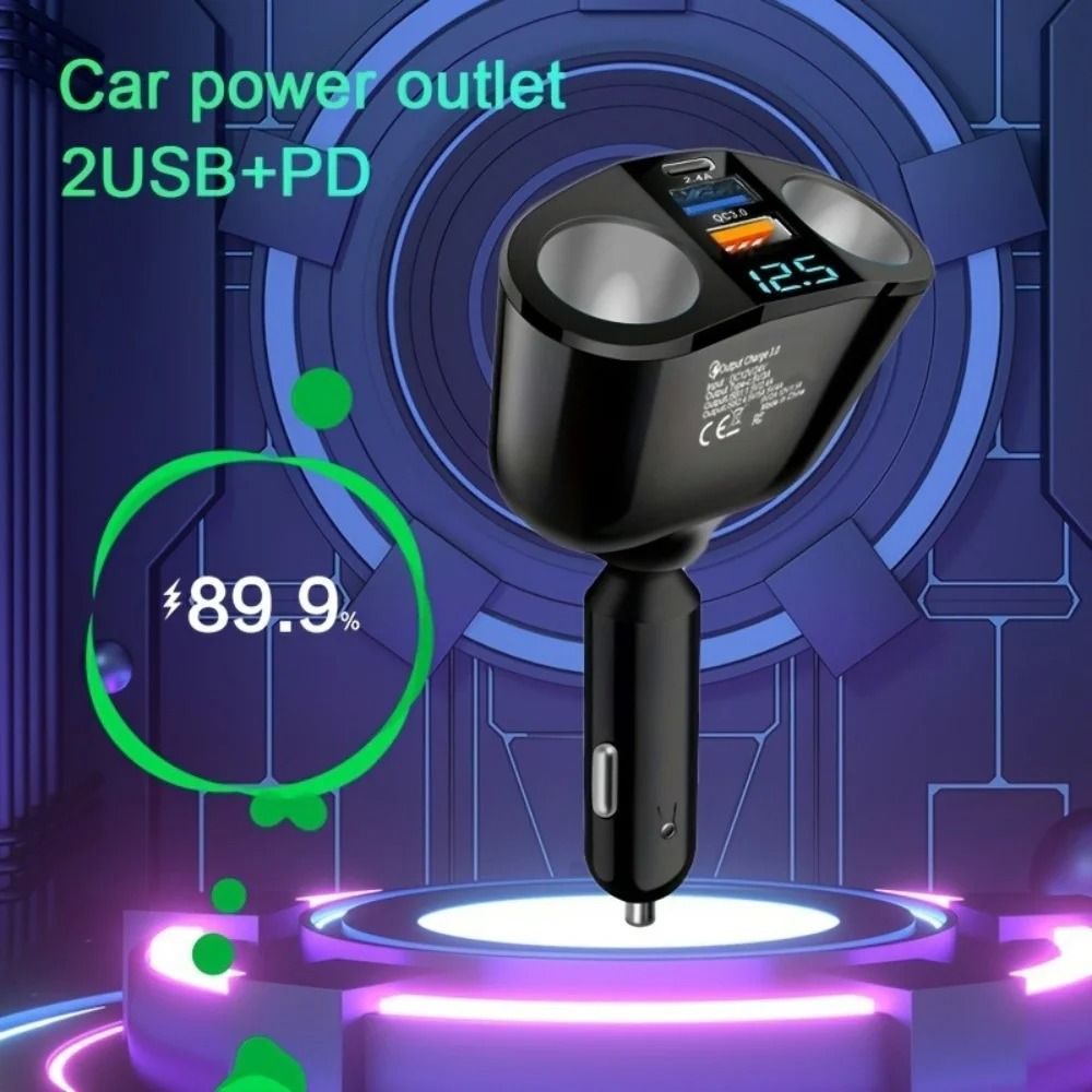 Multi-Port Fast Car Charger with Smart Digital Display