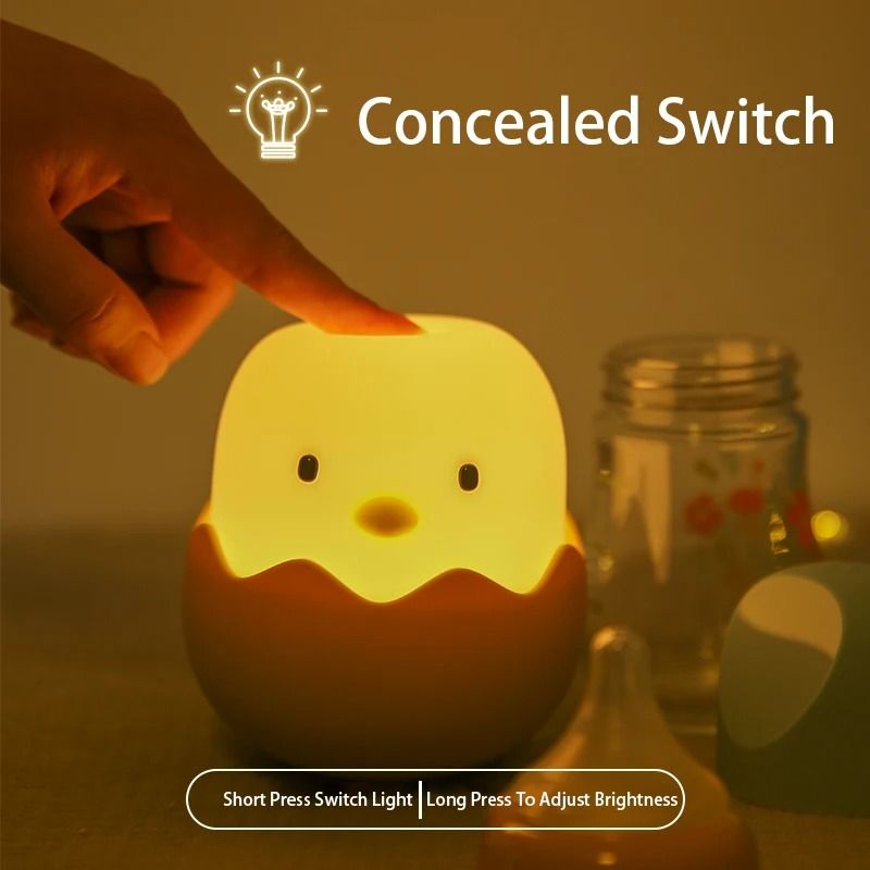 Cartoon Eggshell Chicken Touch Night Light Rechargeable LED Lamp