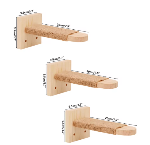 Premium Indoor Wooden Cat Wall Steps Climbing Kitten Ladder with Sisal Rope Scratching Post