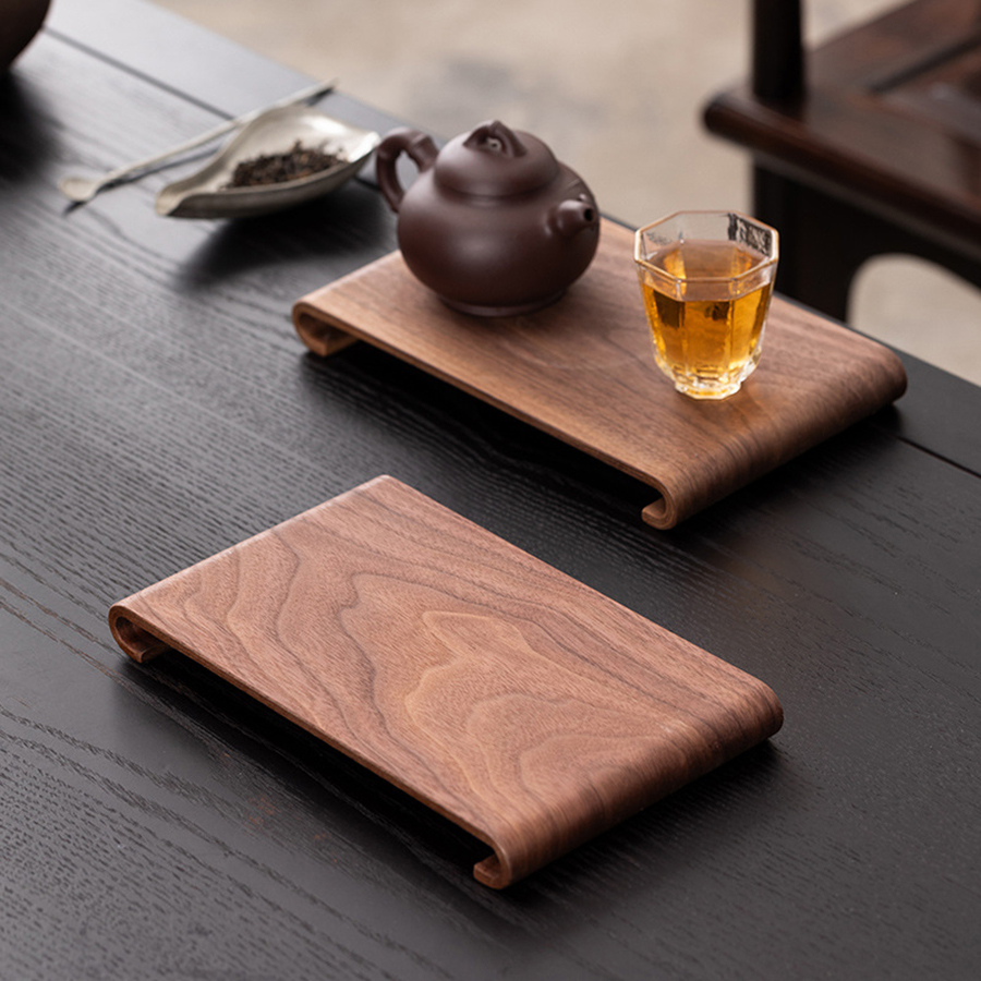 Retro Wooden Serving Tray Decorative Display Rack for Coffee Table Heat Resistant Thick Wooden Tray