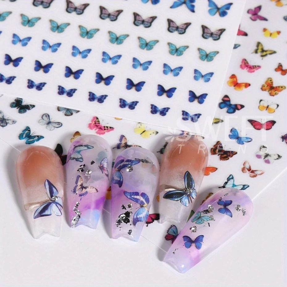 3-Piece Luminous Butterfly Nail Decal Set
