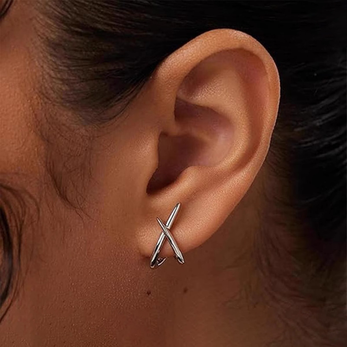 Trendy Gold Color Cross Stud Earrings for Women, Simple Minimalist Fashion Jewellery, Dainty Party Gifts