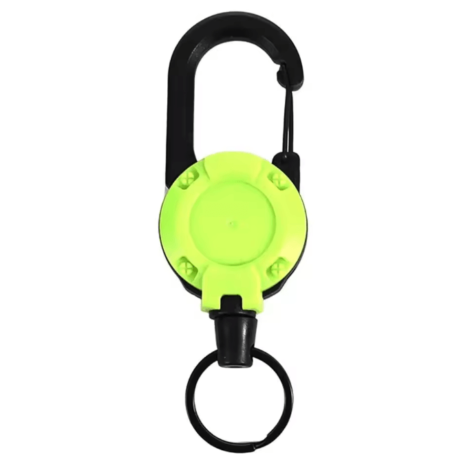 GripLock Retractable Carabiner Keychain with Steel Wire Reel