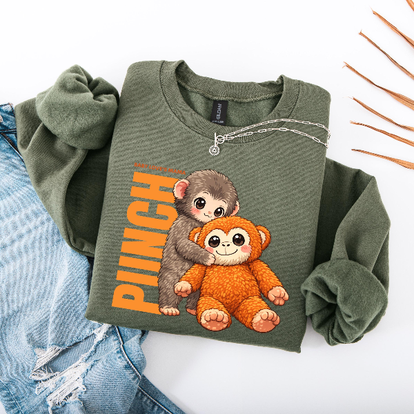 Hold On Baby Monkey Shirt, Cute Orangutan Plush Toy Sweatshirt, Viral Hugging Monkey Graphic Tee